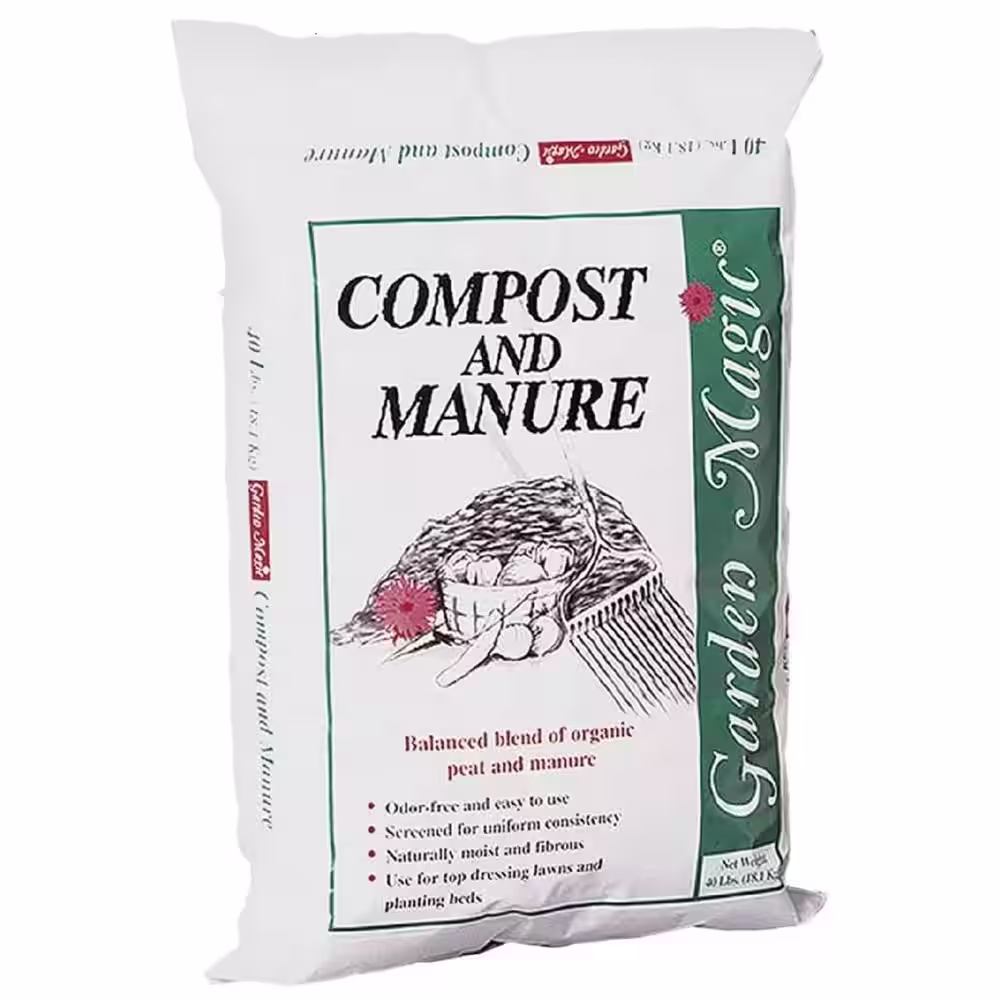 None Lawn Garden Compost and Manure Blend, 40 Pound Bag (10-Pack)