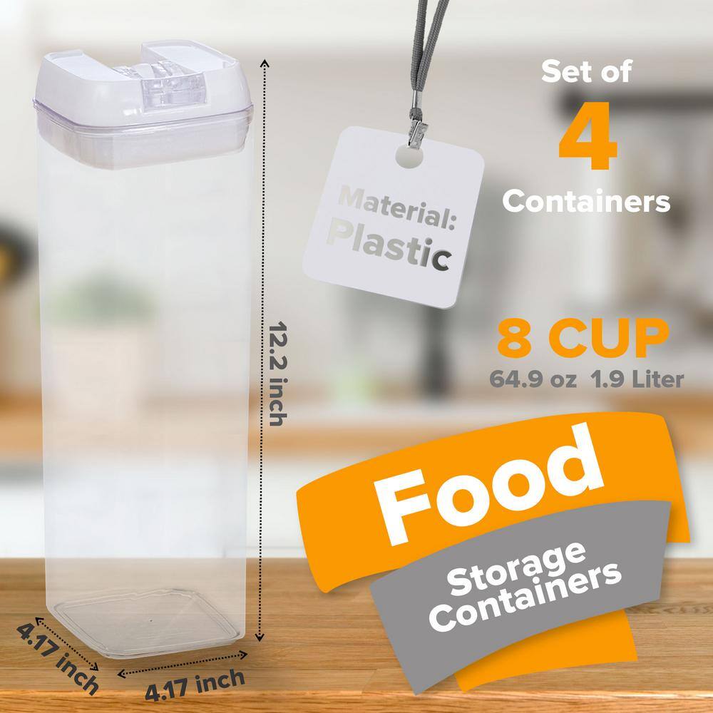 CHEER COLLECTION 4-Piece Food Storage Plastic Containers 1.9L - White