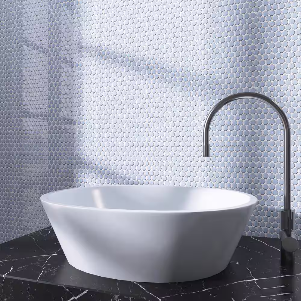 None Metro Round Sky Blue 12.41 in. x 11.46 in. Penny Glossy Porcelain Mosaic Wall and Floor Tile (9.9 sq. ft./Case)