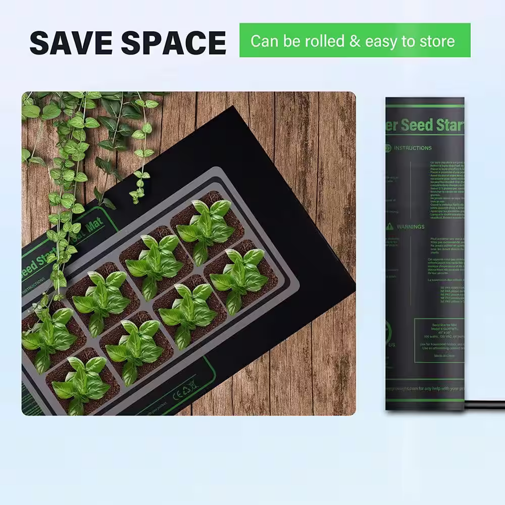 None 10 in. x 21 in. Seeding Heat Mat with Thermostat Temperature Adjustable Knob Hydroponic Germination Starting Pad(2-Pack)