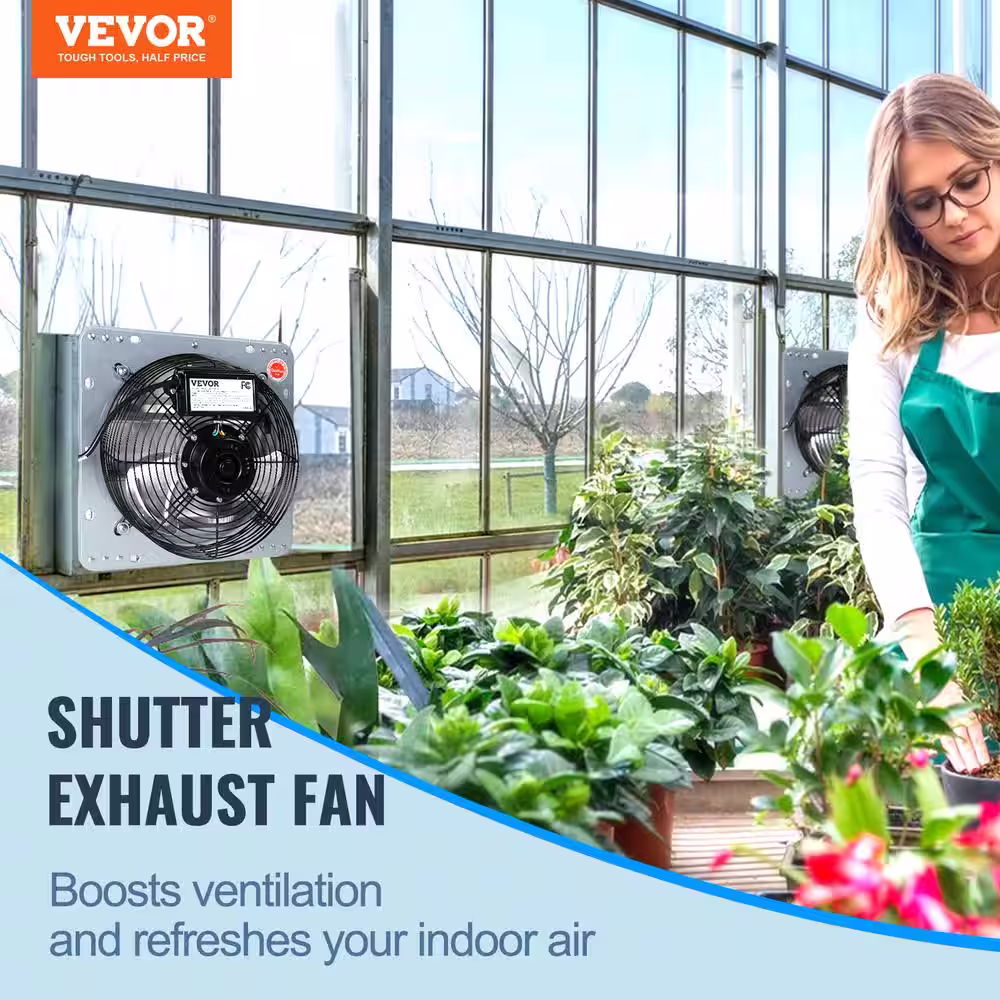 VEVOR 12 in. Shutter Exhaust Fan High-Speed 1000 CFM Aluminum Wall Mount Attic Fan, Wall Fan with Ventilation and Cooling