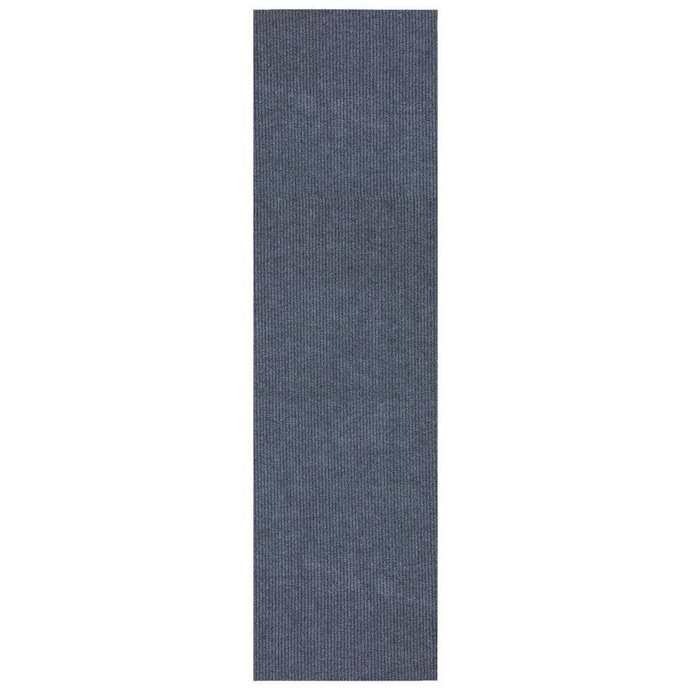 Sweet Home Stores Ribbed Waterproof Non-Slip Rubber Back Solid Runner Rug 2 ft. W x 23 ft. L Gray Polyester Garage Flooring