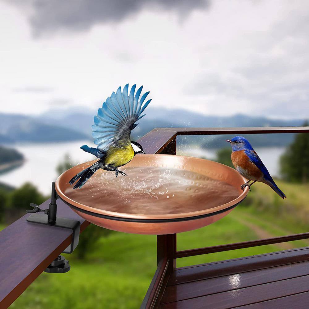 Monarch Abode Pure Copper Bird Bath with Deck Mounted Stand
