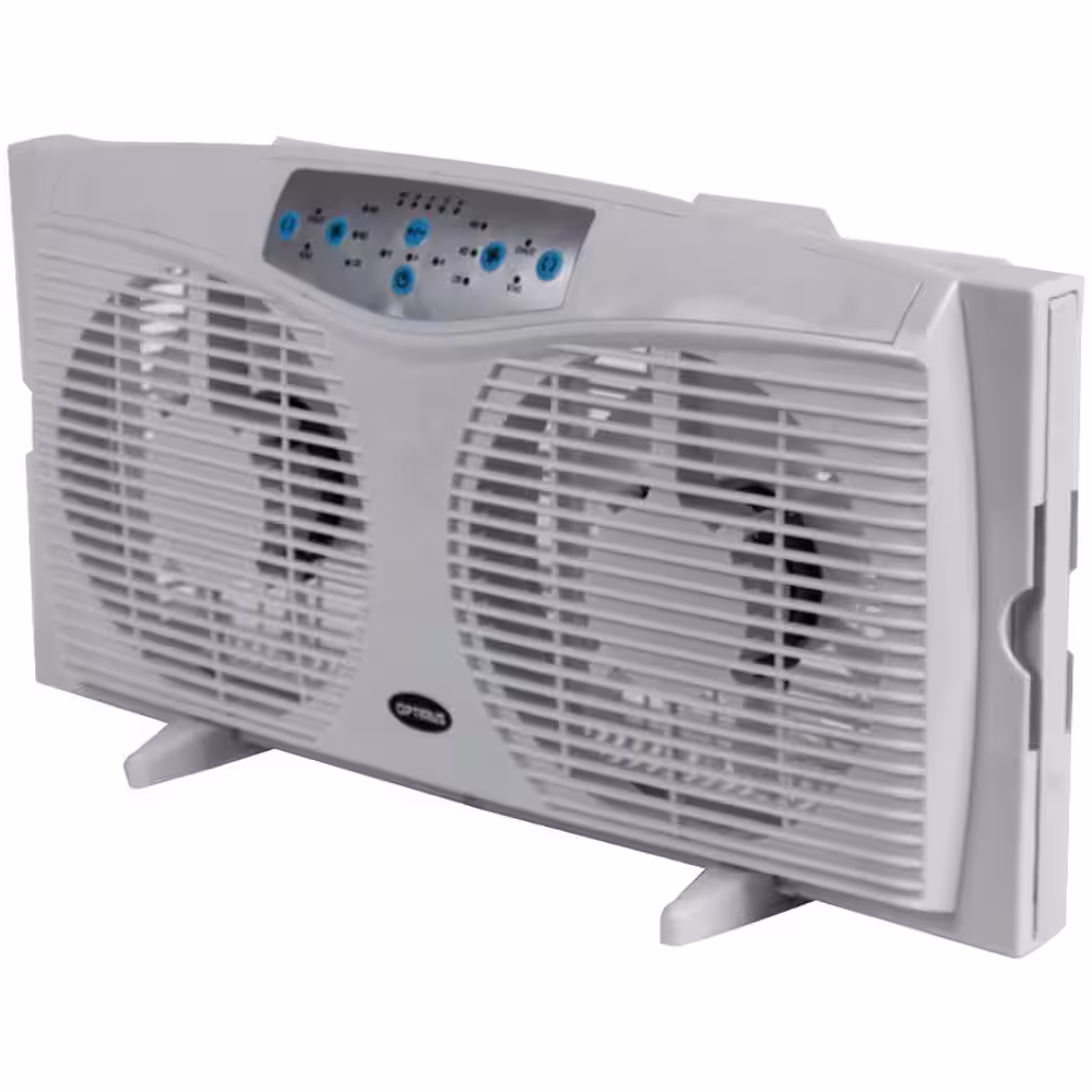 Optimus 8 in. Reversible Twin Window Fan with Thermostat