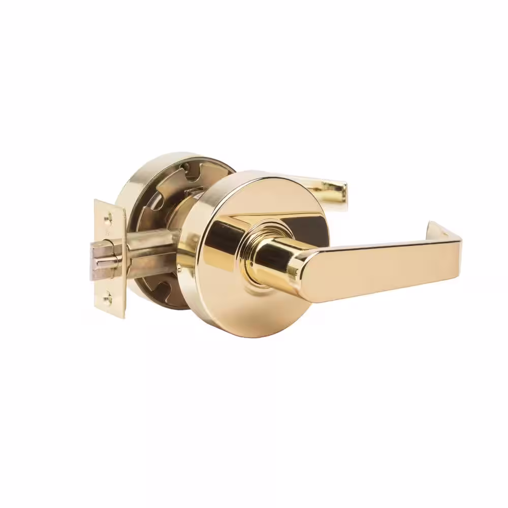 Taco LSV Saturn Standard Duty Bright Brass Grade 2 Commercial Classroom Door Lever/Handle with Lock and IC Core