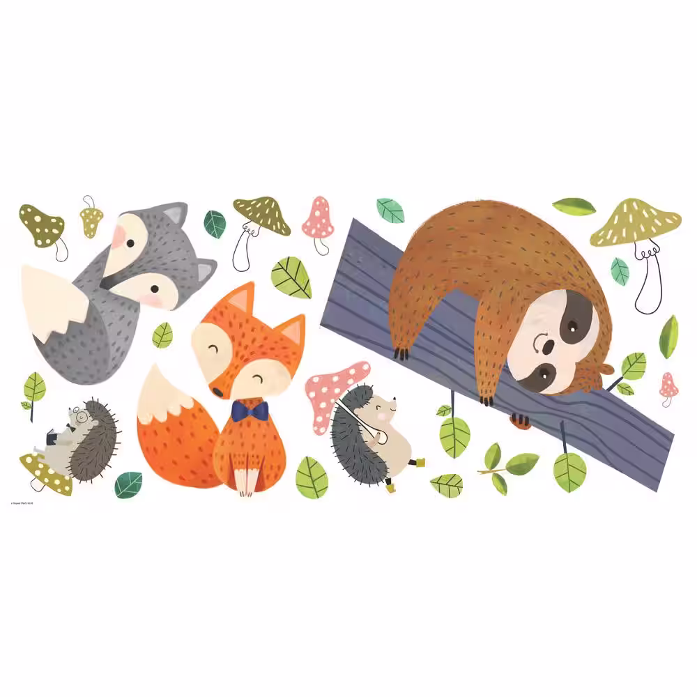 RoomMates Green and Brown and Orange Forest Friends Giant Wall Decals