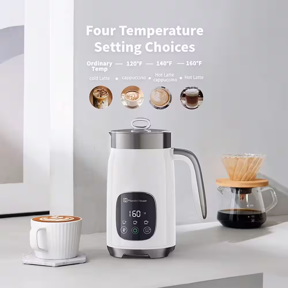 Unbranded White, Milk Frother Pot Large Capacity Smart Adjustable Integrated