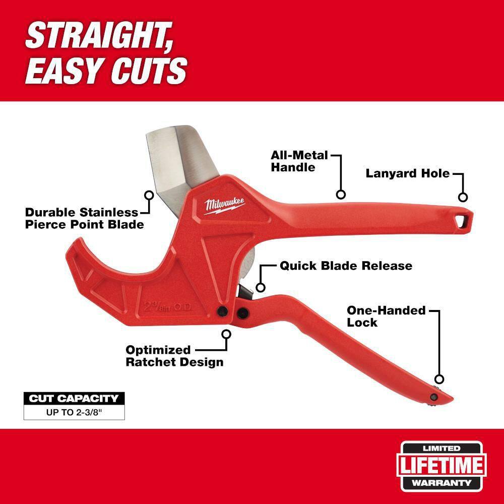 Milwaukee 2-3/8 in. Ratcheting PVC Pipe Cutter with 2pc Screwdriver Set (3-PC)
