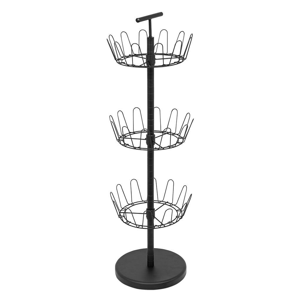 BirdRock Home 39.5 in. H 18-Pair 3-Tier Black Bamboo Shoe Rack