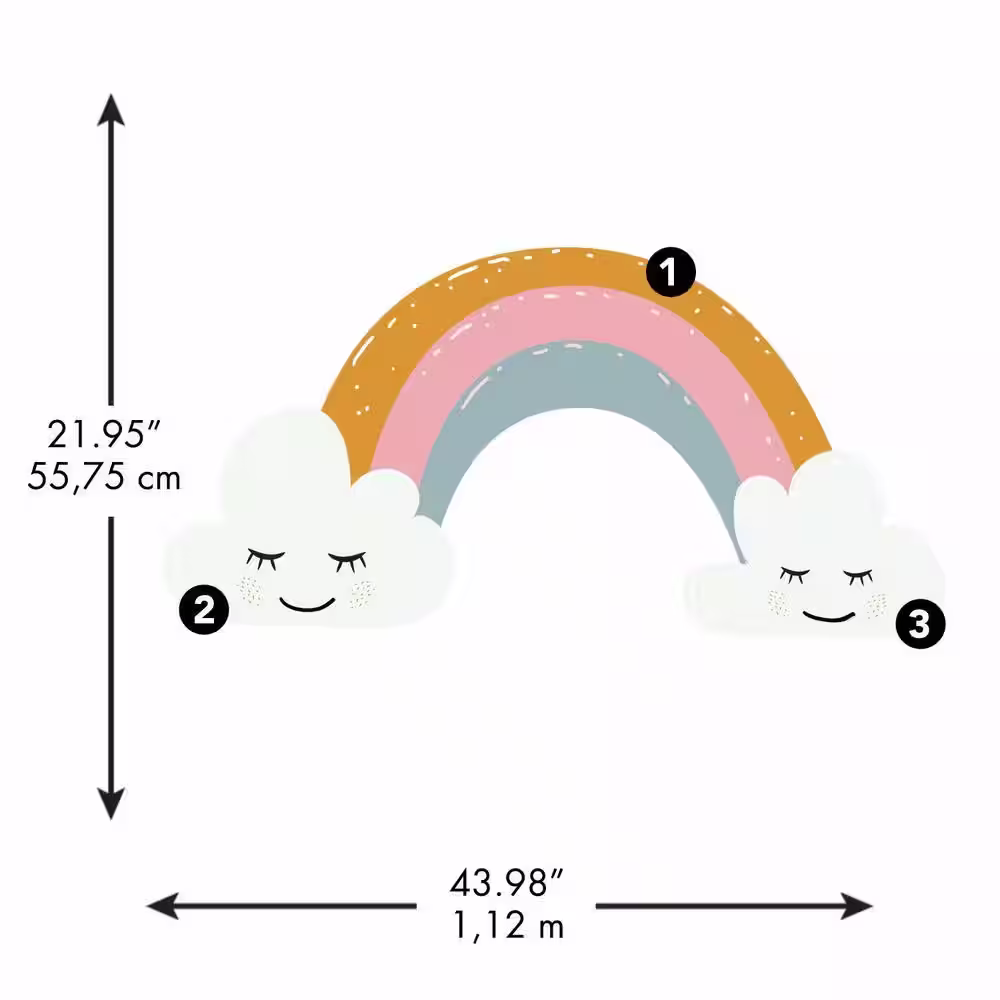 RoomMates Rainbow and Hearts Peel and Stick Giant Wall Decals