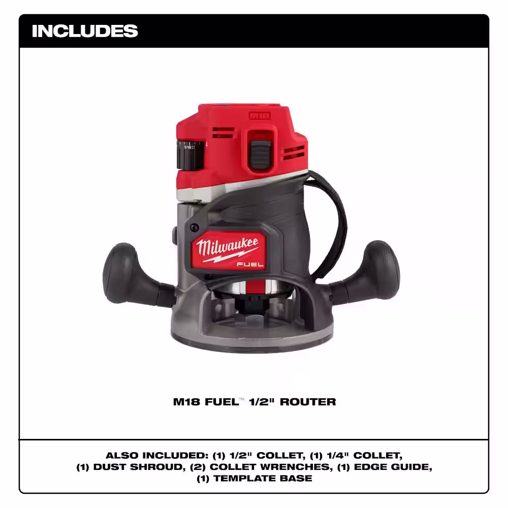 Milwaukee M18 FUEL 18-Volt Lithium-Ion Cordless Brushless 1/2 in. Router Plunge Base (Tool-Only) w/M18 XC5.0 Ah Battery & Charger