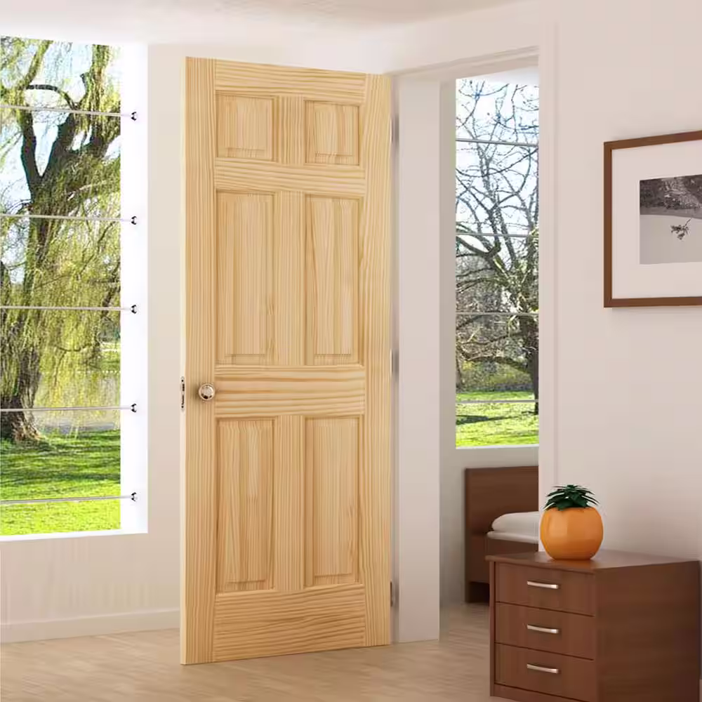 Kimberly Bay 24 in. x 80 in. x 1.375 in. 6 Panel Colonial Double Hip Pine Interior Door Slab