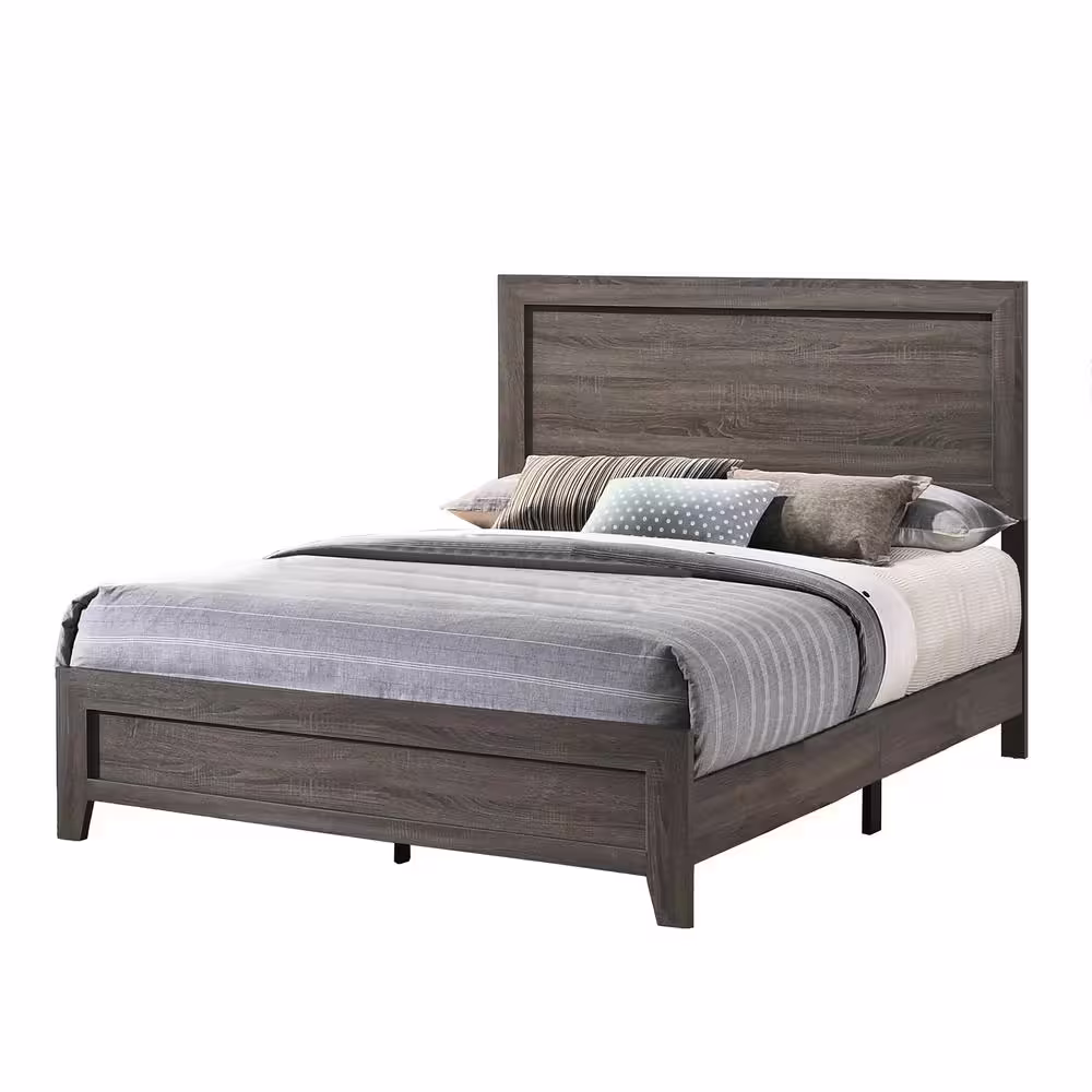 Best Quality Furniture Anastasia 6 Piece Gray Eastern King Panel Bedroom Set