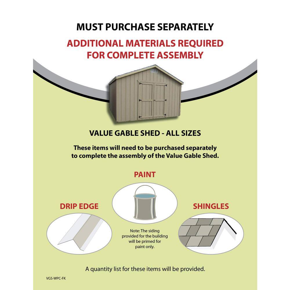 LITTLE COTTAGE CO. Value Gable 12 ft. x 18 ft. Wood Shed Precut Kit with Floor
