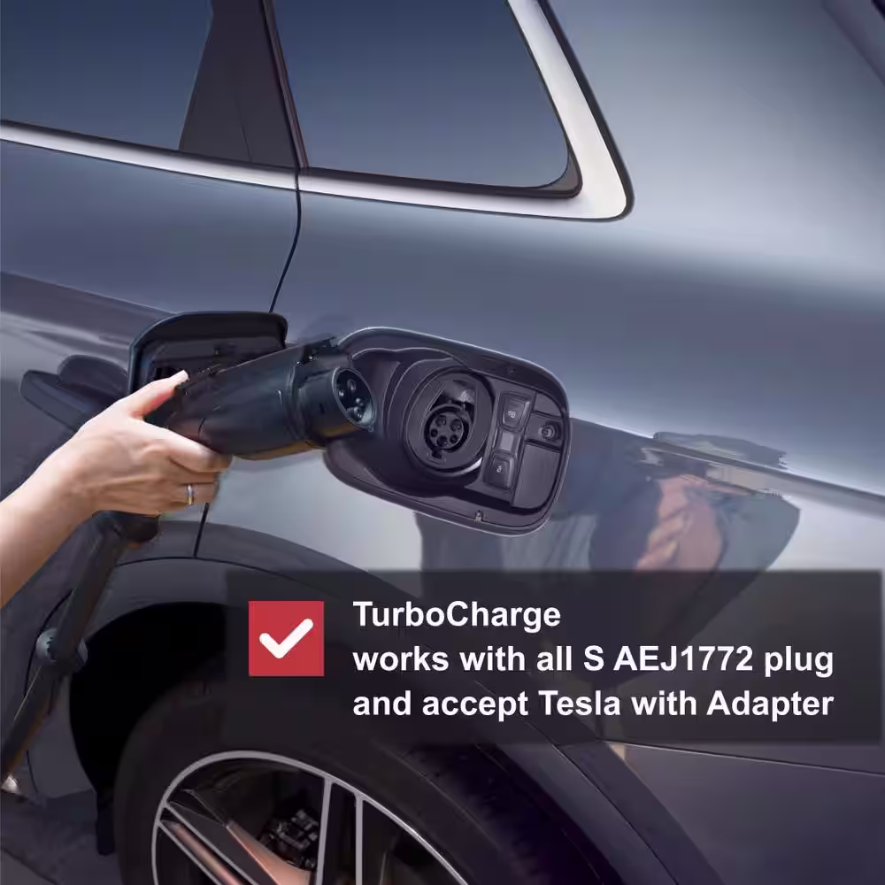 None TurboCharge 220-Volt 40Amp Level 2EV Charger with Plug and Play Function Includes 18ft. Extension Cord, Hook and Holster