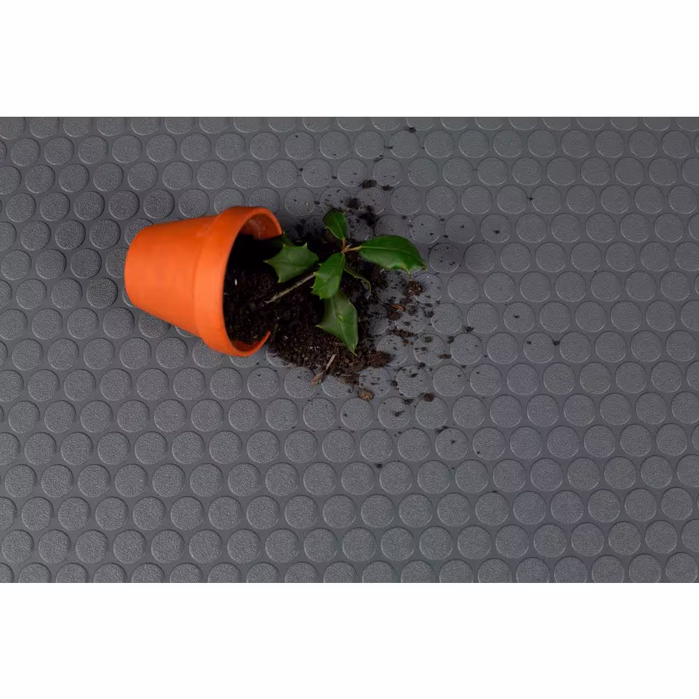 G-Floor Shed Flooring Slate Grey Small Coin Commercial Vinyl Sheet Flooring (8 ft. W x 10 ft. L)