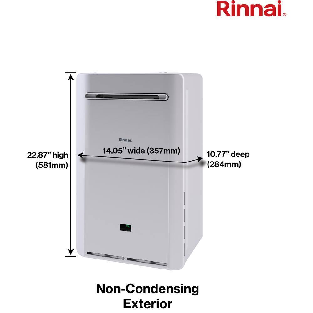 Rinnai High Efficiency Non-Condensing Smart-Circ 6.6 GPM Residential 160,000 BTU Exterior Propane Gas Tankless Water Heater