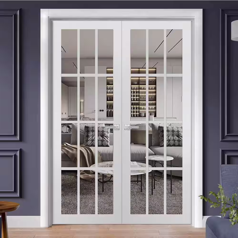 Sartodoors 3355 84 in. x 84 in. Universal Handling Frosted Glass Solid Core White Finished Pine Wood Interior Door Slab