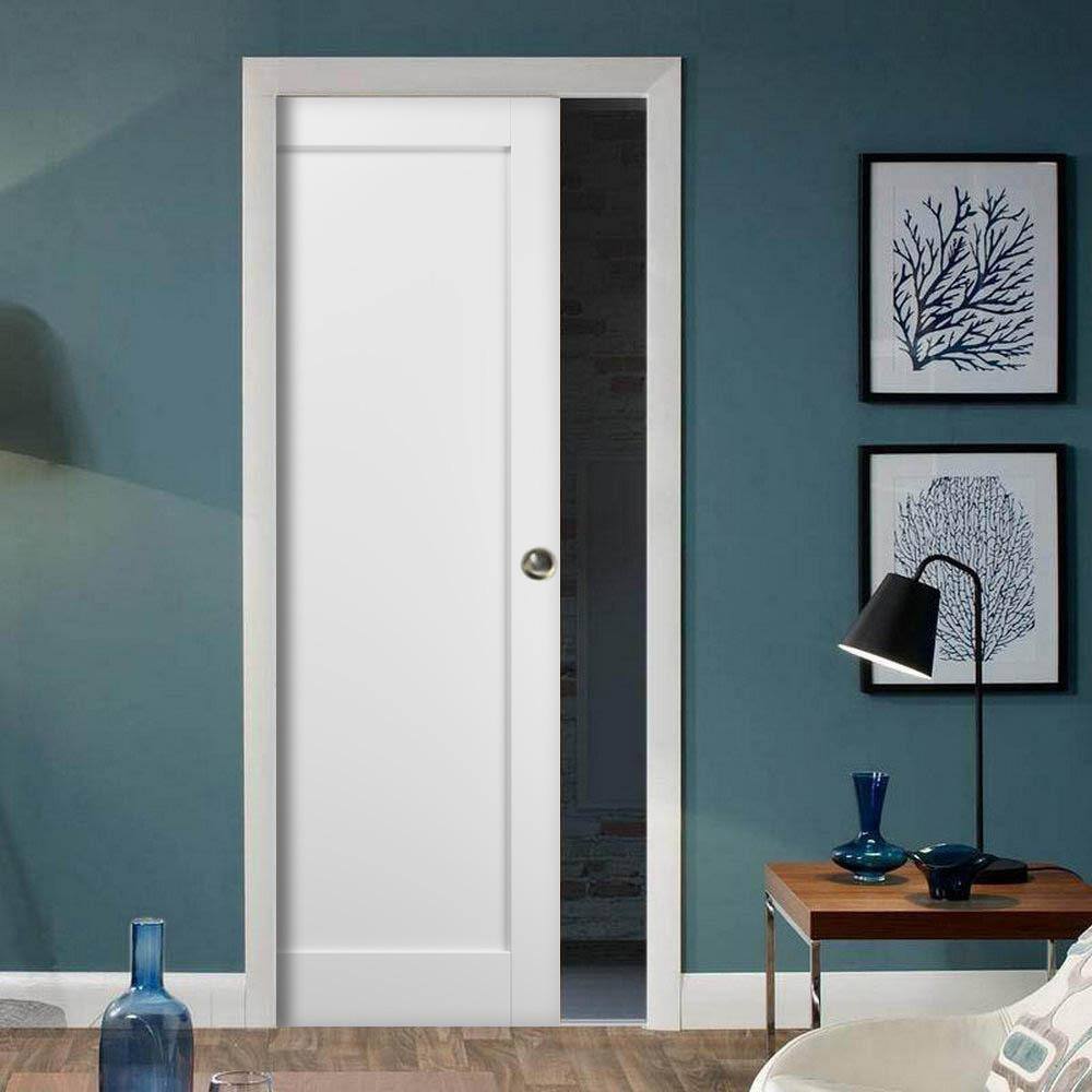 Sartodoors 4111 42 in. x 80 in. 1 Panel No Bore Solid MDF Core White Finished Pine Wood Interior Door Slab