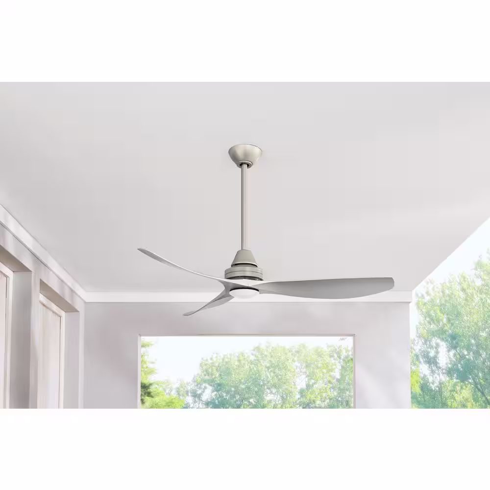 Home Decorators Collection Levanto 52 in. LED Indoor Brushed Nickel Ceiling Fan with Maple Blades