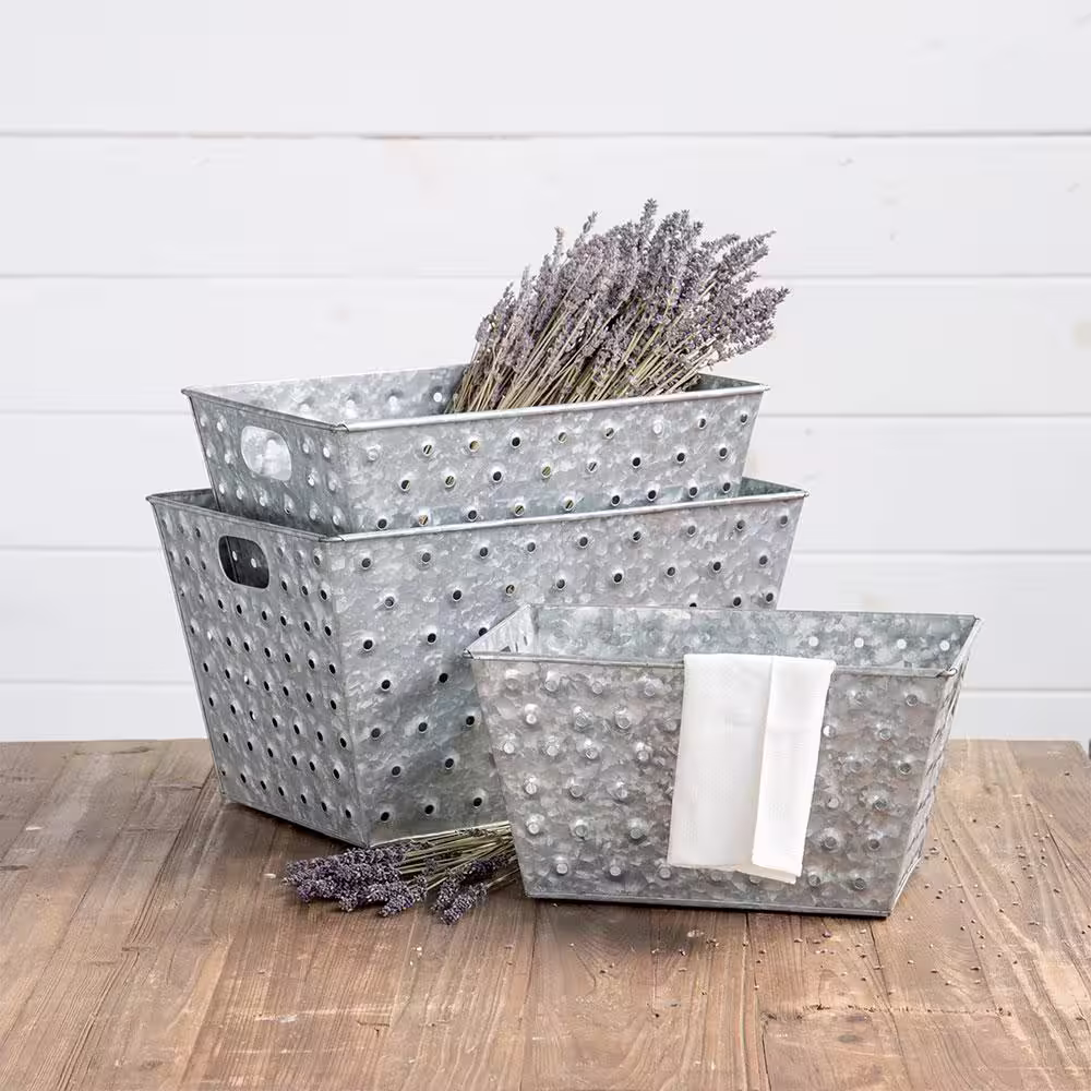 Bindle & Brass Galvanized Metal Storage Bins (Set of 3)