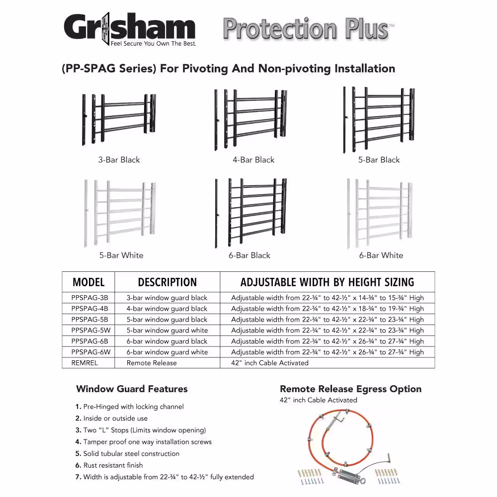 Grisham Pp-Spag 3-Bar Window Guard in Black