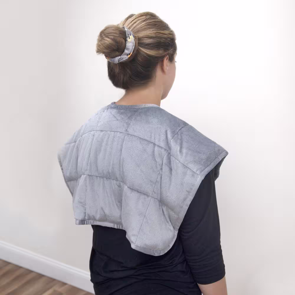 SensorPEDIC Complete Performance Grey Anti-Microbial Plush Cover 4lb. Weighted Shoulder Wrap