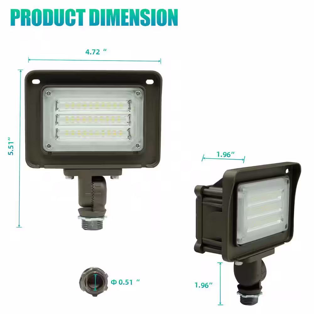 None 30-Watt 120-Degree Bronze Integrated LED Outdoor Flood Light with Dusk to Dawn Photocell