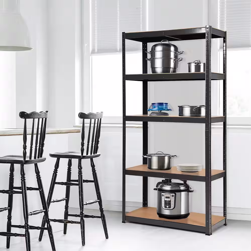 Costway 3-Piece Black 5-Tier Heavy Duty Steel Garage Storage Shelving Unit Adjustable (36 in. W x 72 in. H x 16 in. D)