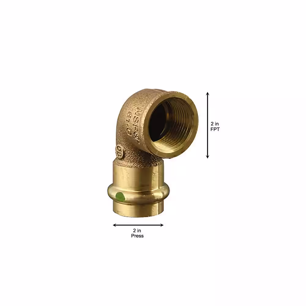 Viega ProPress 2 in. Press x 2 in. FPT Zero-Lead Bronze 90-Degree Elbow