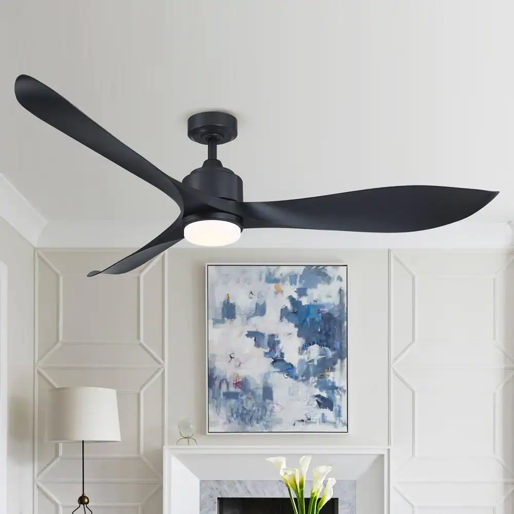 Parrot Uncle Misael 66 in. Modern Integrated LED 3-Blade Black Ceiling Fan with Light and Remote Control