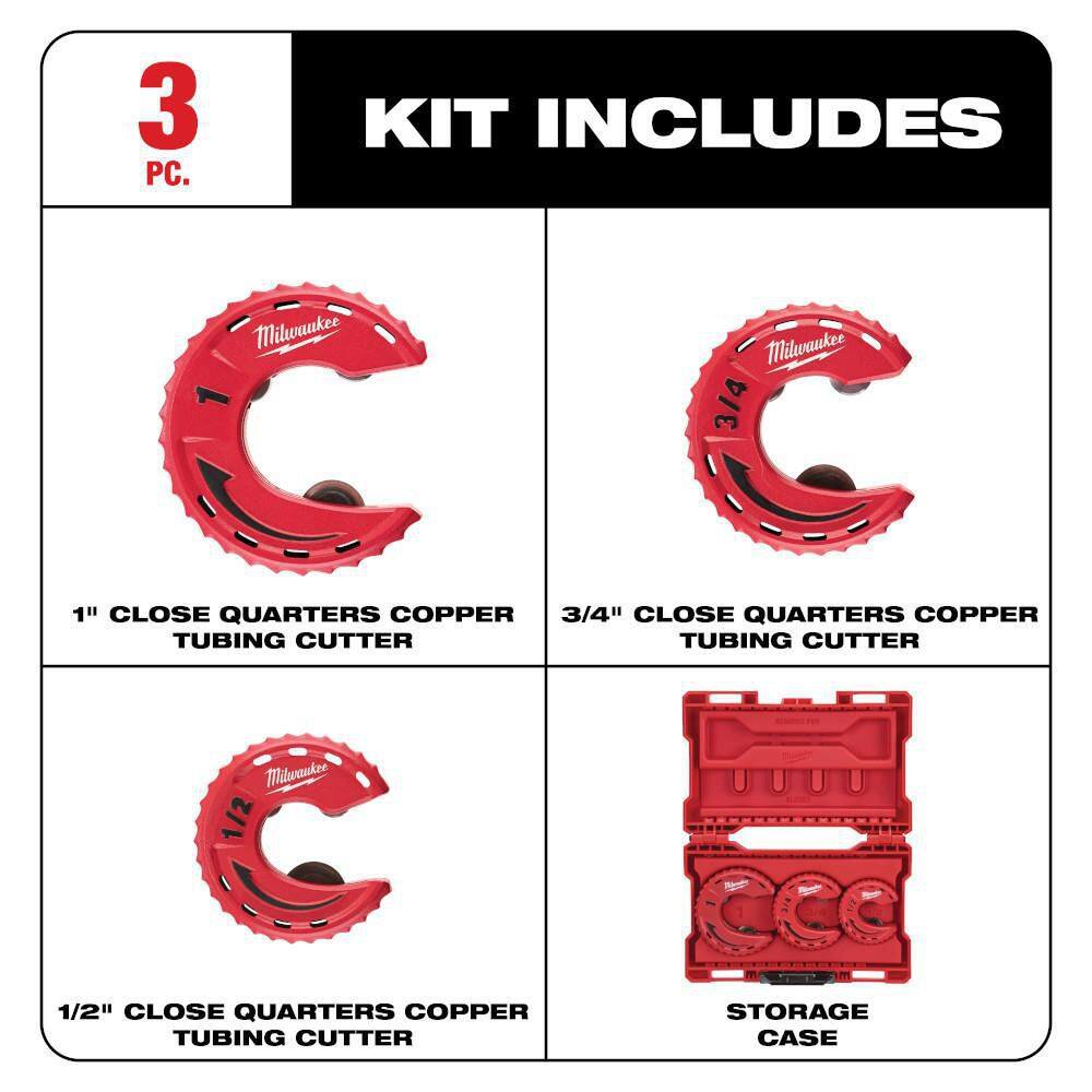 Milwaukee Close Tubing Cutter Set with Replacement Cutter Wheels and Reaming Pen