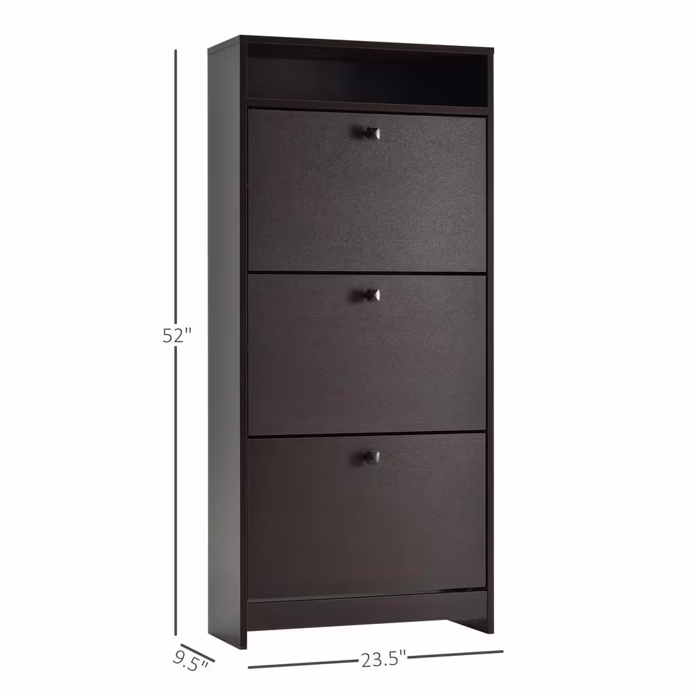 None 52 in. H x 23.5 in. W Brown Wood Shoe Storage Cabinet