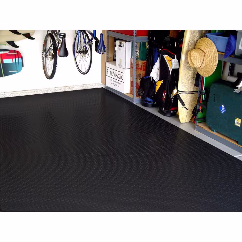 Diamond Deck 5 ft. x 20 ft. Black Textured PVC Rollout Flooring