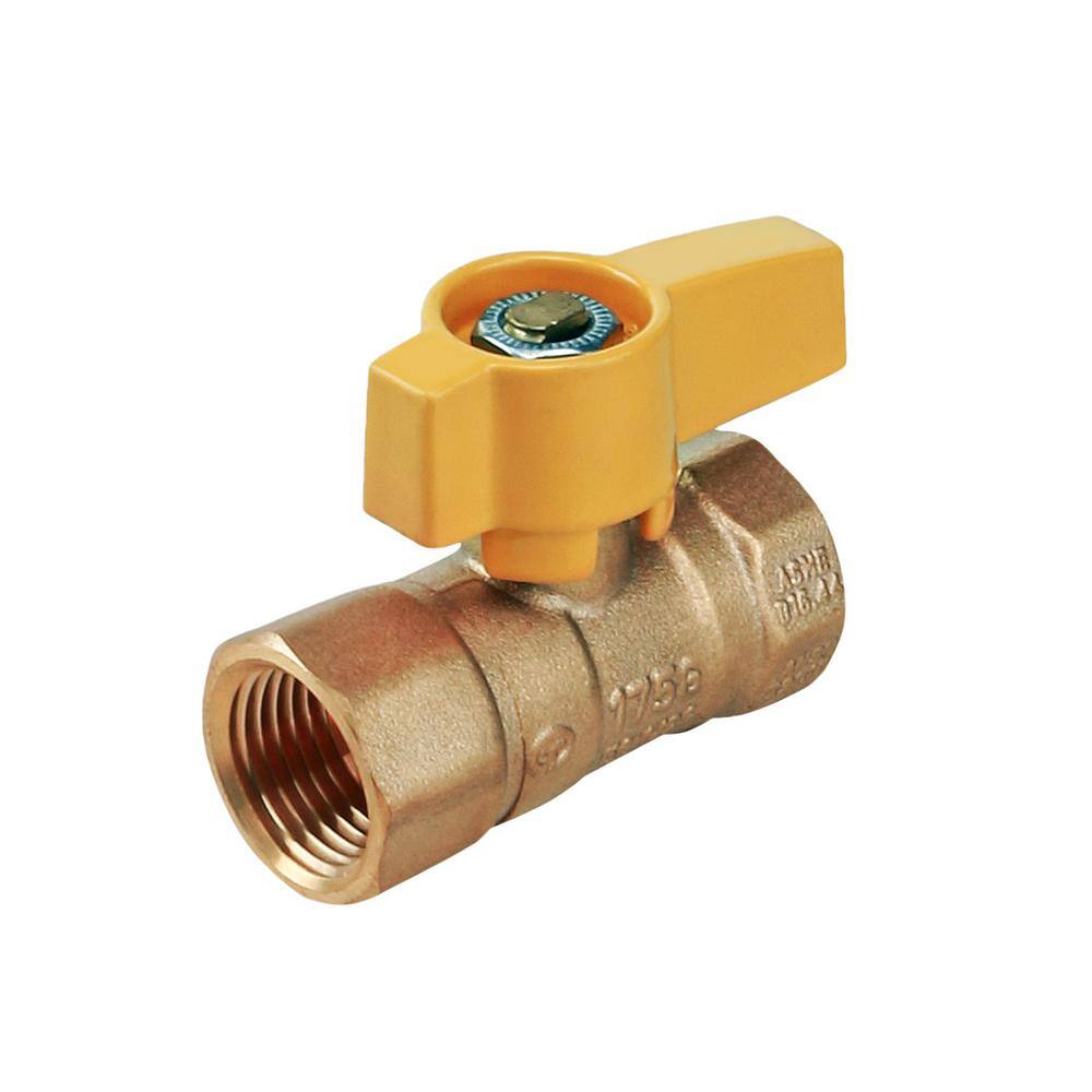 The Plumber's Choice 1/2 in. FIP Brass Gas Ball Valve with Yellow Aluminum Alloy Handle (Pack of 5)