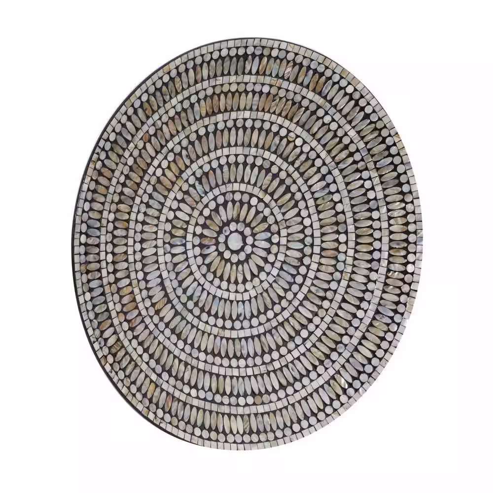Litton Lane Mother of Pearl Silver Handmade Mosaic Plate Wall Decor