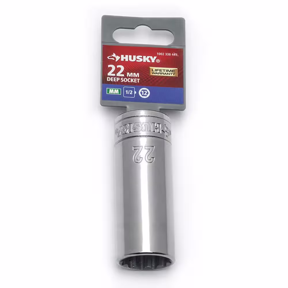Husky 1/2 in. Drive 22 mm 12-Point Metric Deep Socket