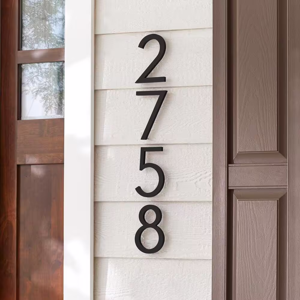 Everbilt 6 in. Matte Black Aluminum Floating or Flat Modern House Number 8