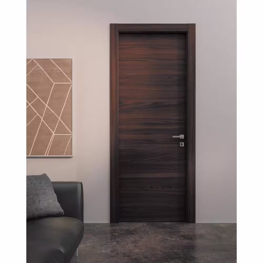 Sartodoors 0010 36 in. x 84 in. Flush No Bore Chocolate Ash Finished Pine Wood Interior Door Slab with Hardware