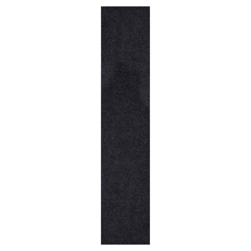 Sweet Home Stores Ribbed Waterproof Non-Slip Rubberback Runner Rug 2 ft. 7 in. W x 25 ft. L Black Polyester Garage Flooring