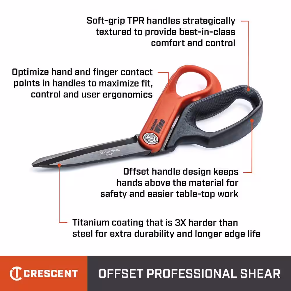 Wiss 10 in. Titanium Coated Offset Left Handed Tradesman Shear