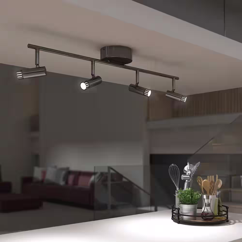 Artika Era 2 ft. 4-Light Black Modern Industrial Integrated LED Fixed Track Lighting Kit for Kitchen