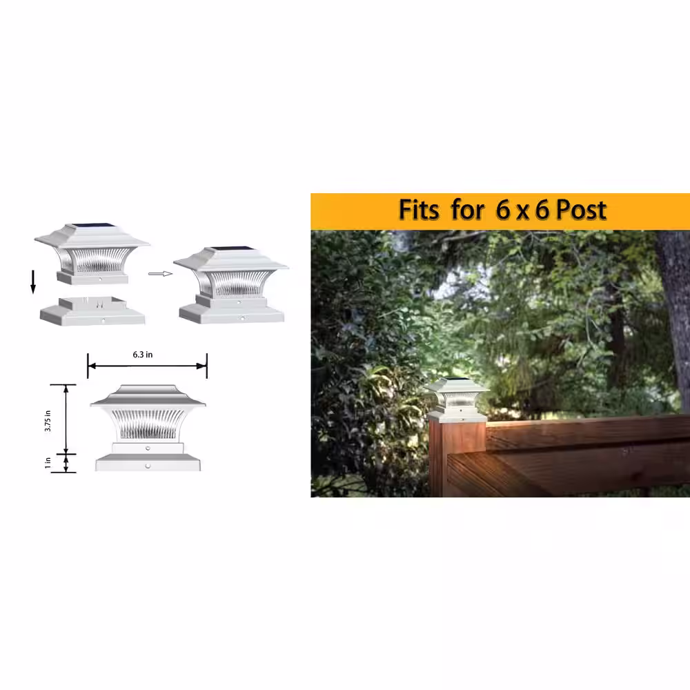 Hampton Bay 10 Lumens White Integrated LED Outdoor Solar Post Cap (2-Pack)