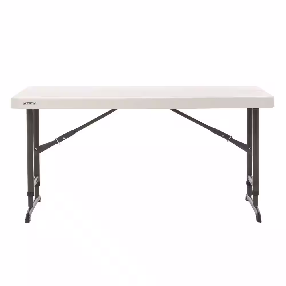 Lifetime 48 in. Almond Plastic Adjustable Height Folding High Top Table