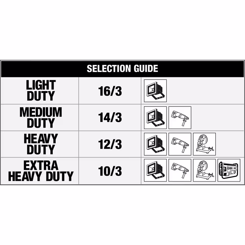 Southwire 10 ft. 16/3 SJEOW Outdoor Heavy-Duty T-Prene Extension Cord with Power Light Plug