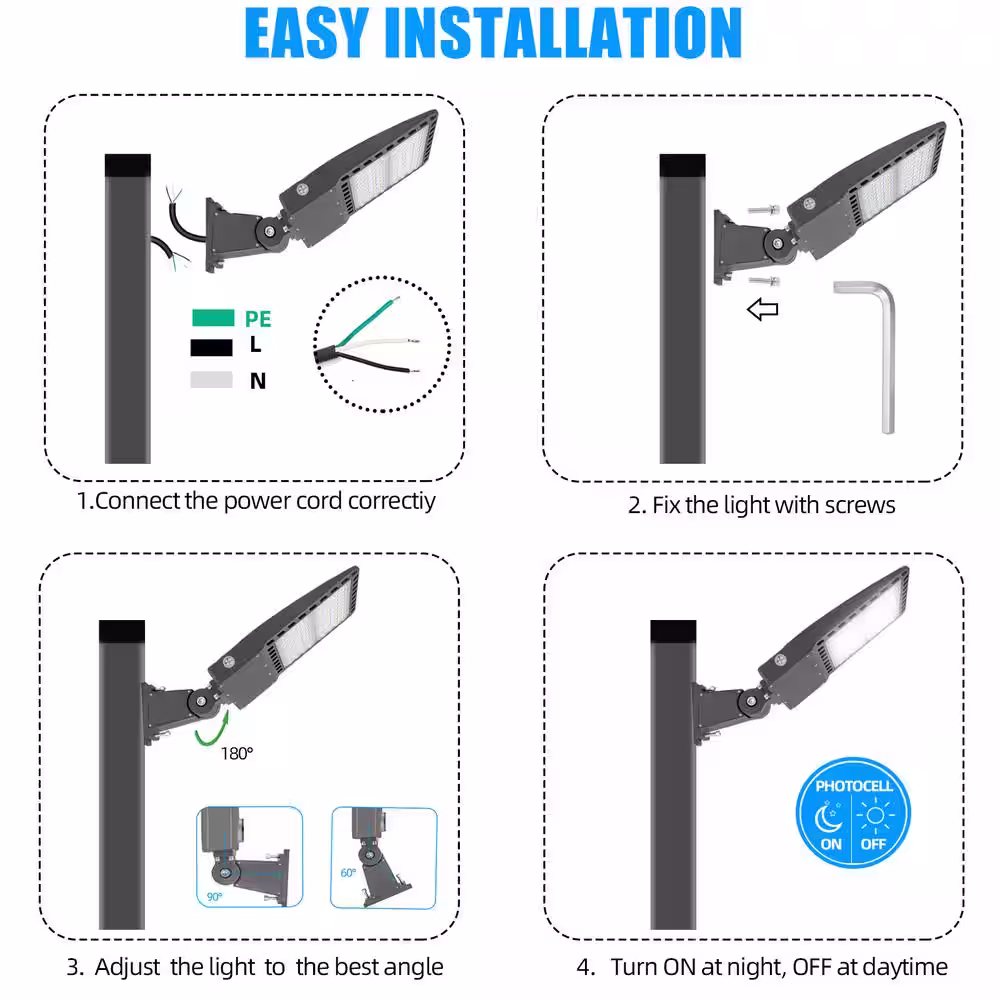 None 1500-Watt Equivalence Bronze 300-Watt Integrated LED Outdoor Parking Lot Area Light 5500K 39000 Lumens Arm Mount