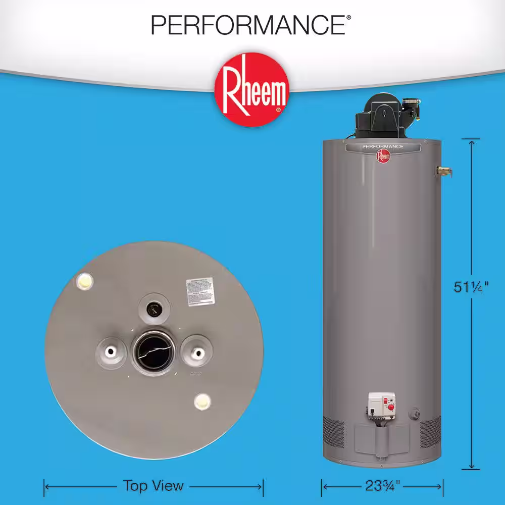Rheem Performance 50 Gal. Short 6 Year 36,000 BTU Natural Gas Power Vent Tank Water Heater