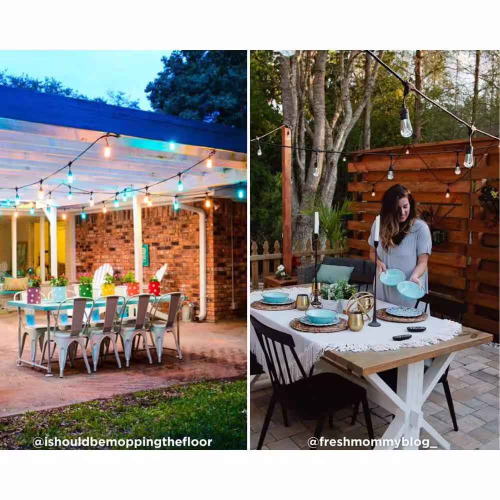 Enbrighten 12 Bulb 24 ft. Indoor/Outdoor Plug-In Integrated Color Changing LED String Lights with Remote, Oil-Rubbed Bronze Shades