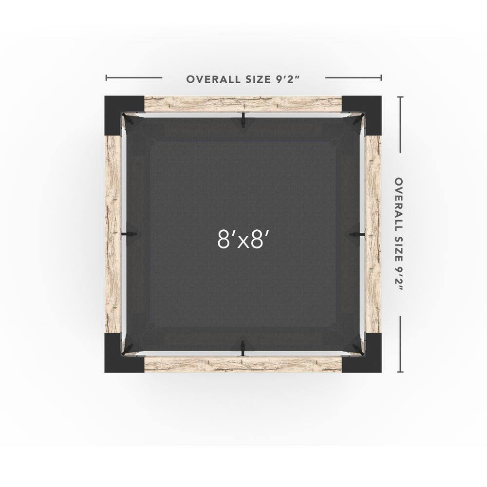 TOJA GRID 8 ft. L x 8 ft. W Hammock Pergola Kit with 1 Denim Shade Sail for 6 in. x 6 in. Wood Posts