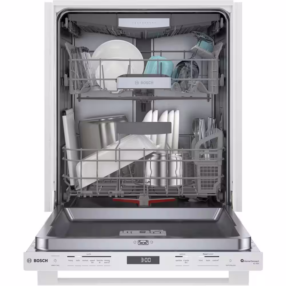 Bosch 800 Series 24 in. White Top Control Tall Tub Dishwasher with Stainless Steel Tub, 42 dBA